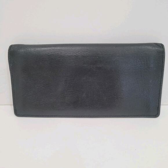 Burberry Black Label Wallet Black Bifold Card Bill Holder Leather Logo Slim Larg - Picture 2 of 12